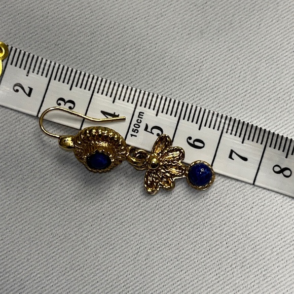 Gold-plated & blue stone dangle earrings, "Tuscan Sky" by National Geographic - Picture 10 of 12